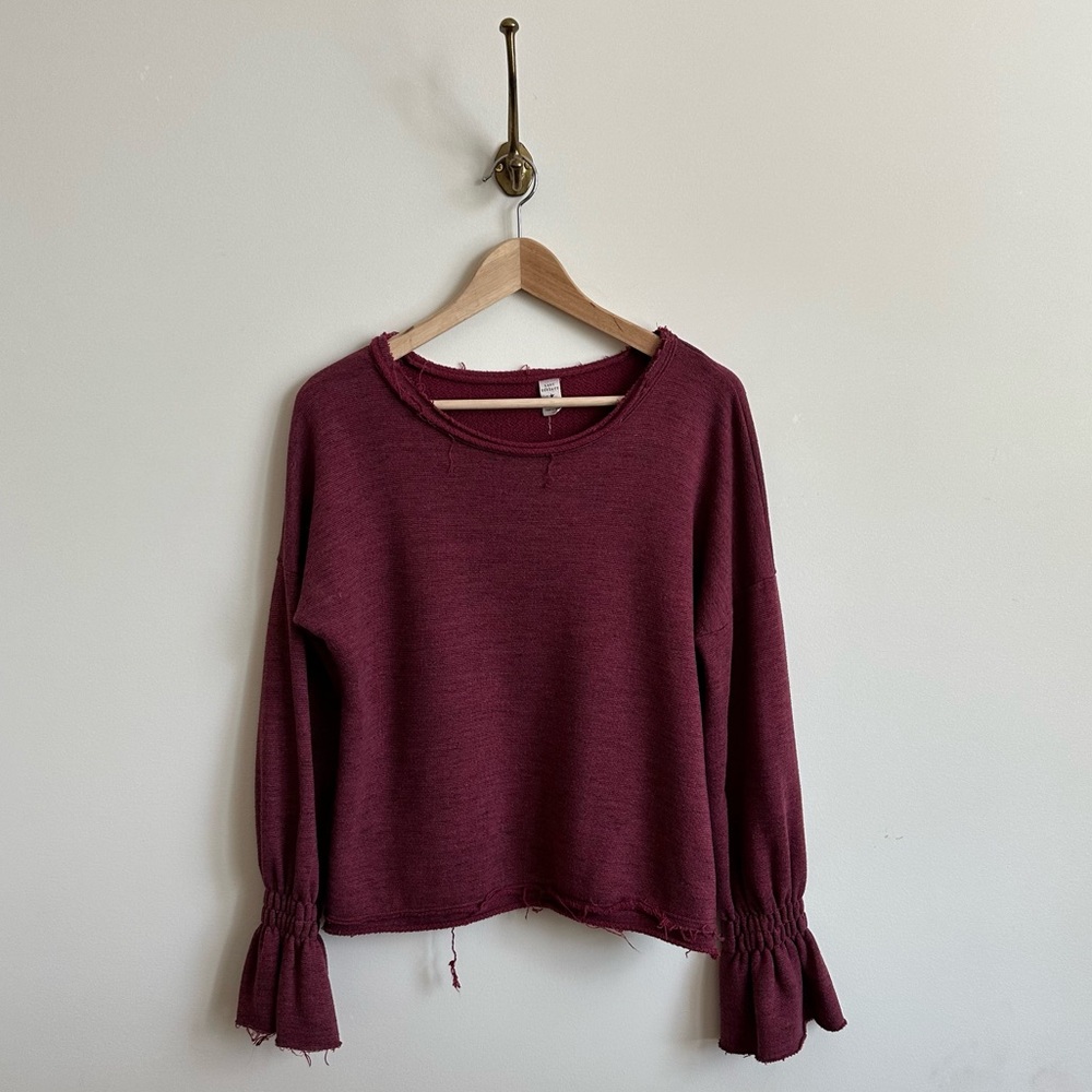 Lazy Sundays Distressed Sweater With Cinch Sleeve… - image 1